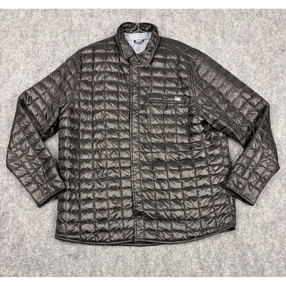 The North Face Thermoball Eco Shirt Jacket Mens XL Black Quilted Snap Front
